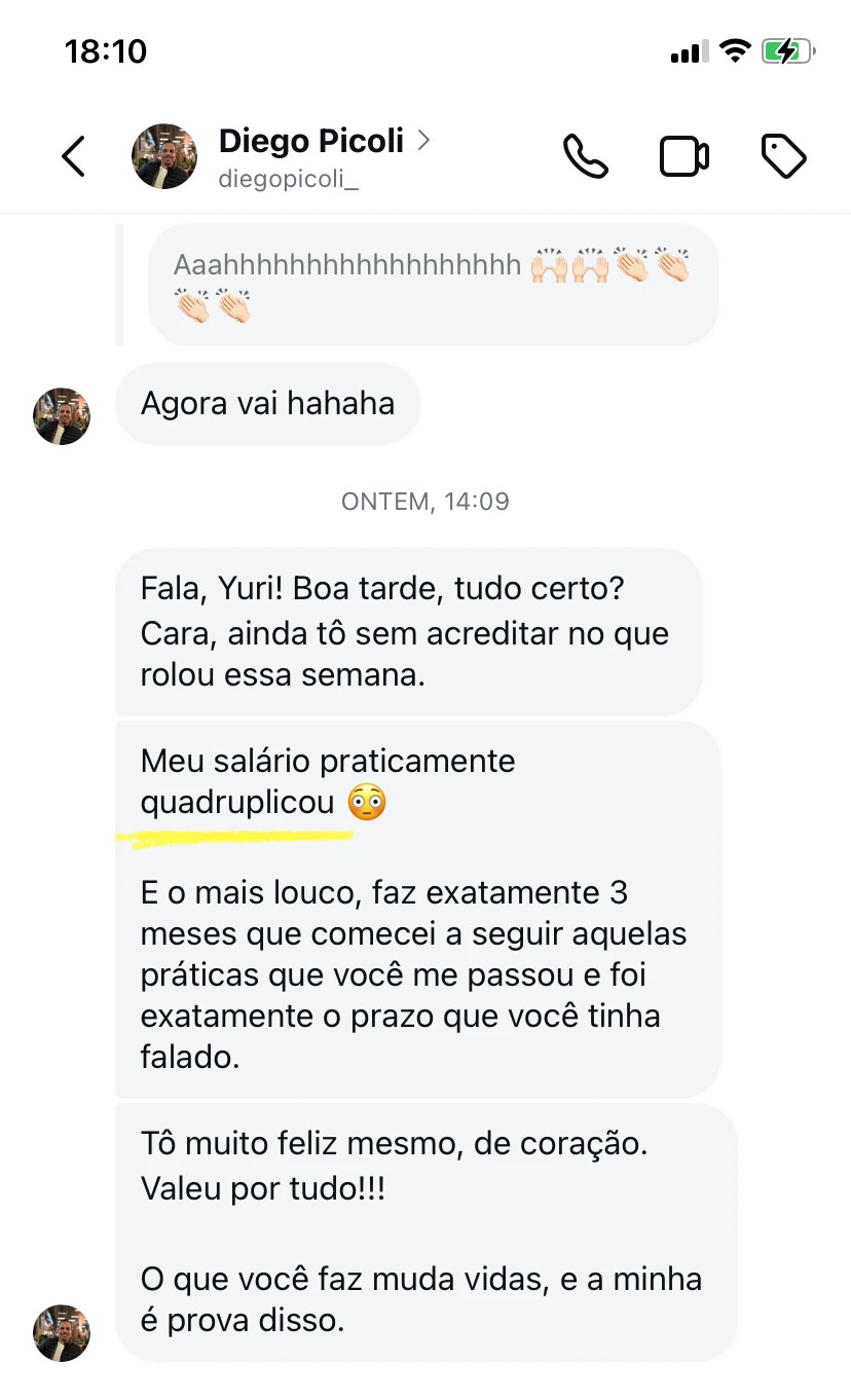 Relato de aluno: mudança de vida após as práticas